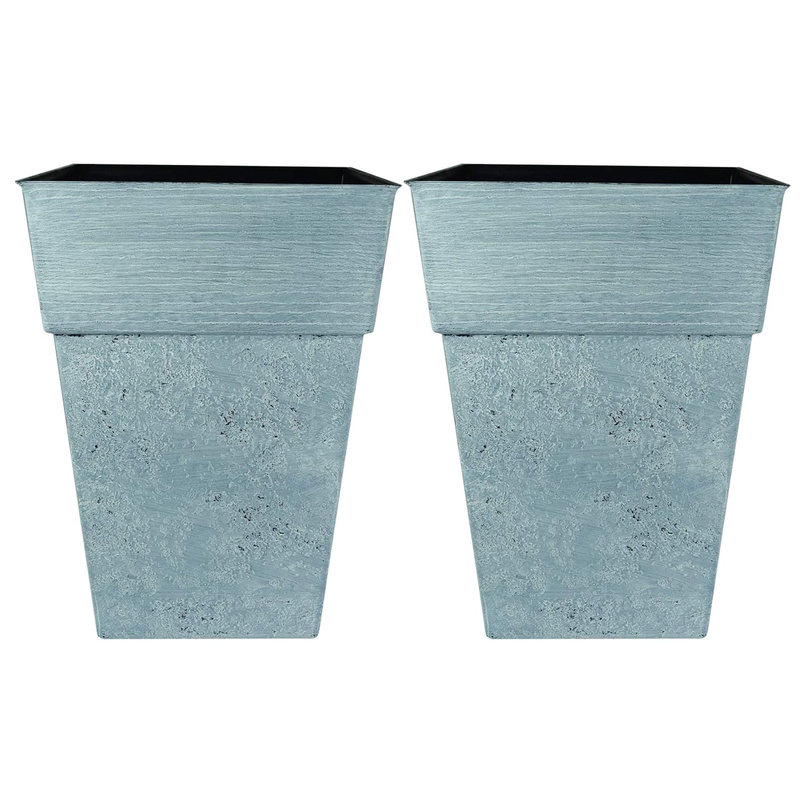 The HC Companies Avino 13 In Square Flower Planter Pot, Oxidized Black (2 Pack) - VMInnovations