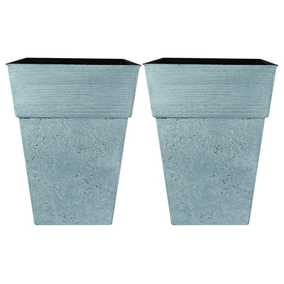 The HC Companies Avino 13 In Square Flower Planter Pot, Oxidized Black (2 Pack) - VMInnovations