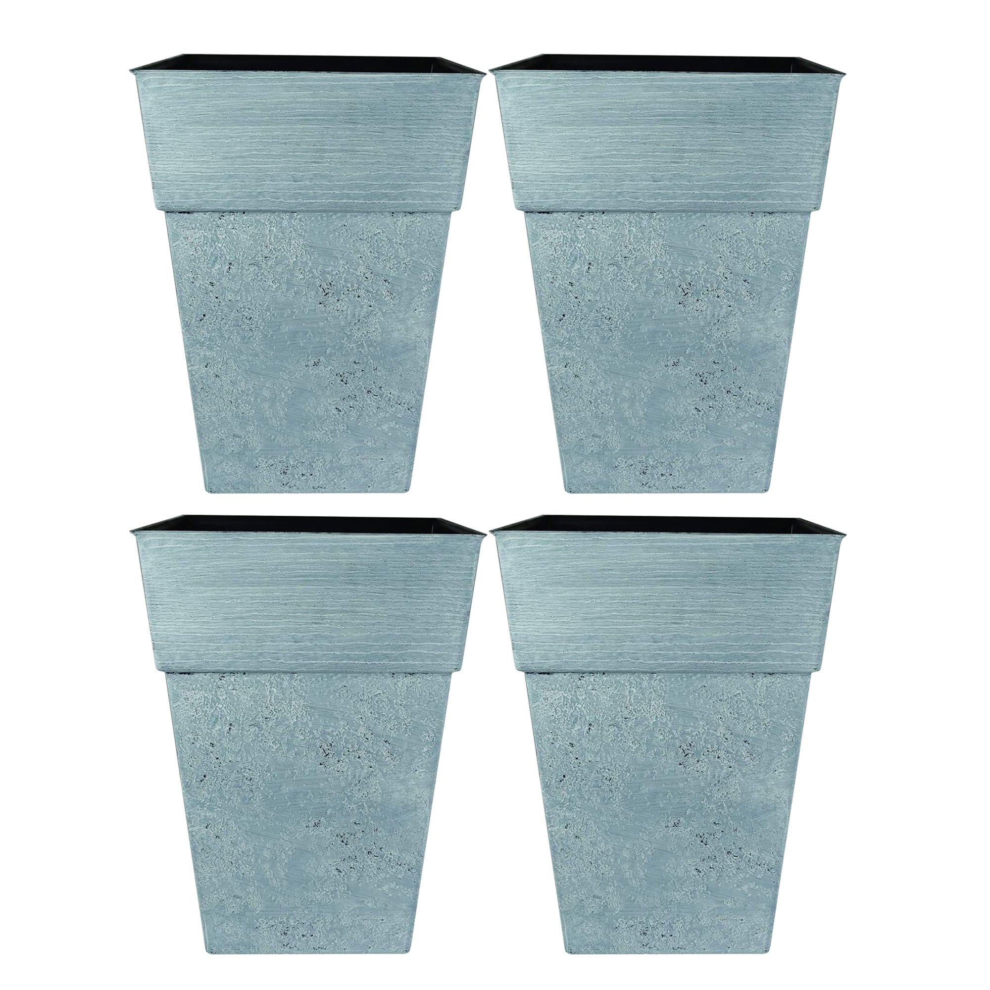 The HC Companies Avino 13 In Square Flower Planter Pot, Oxidized Black (4 Pack)