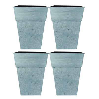 The HC Companies Avino 13 In Square Flower Planter Pot, Oxidized Black (4 Pack)