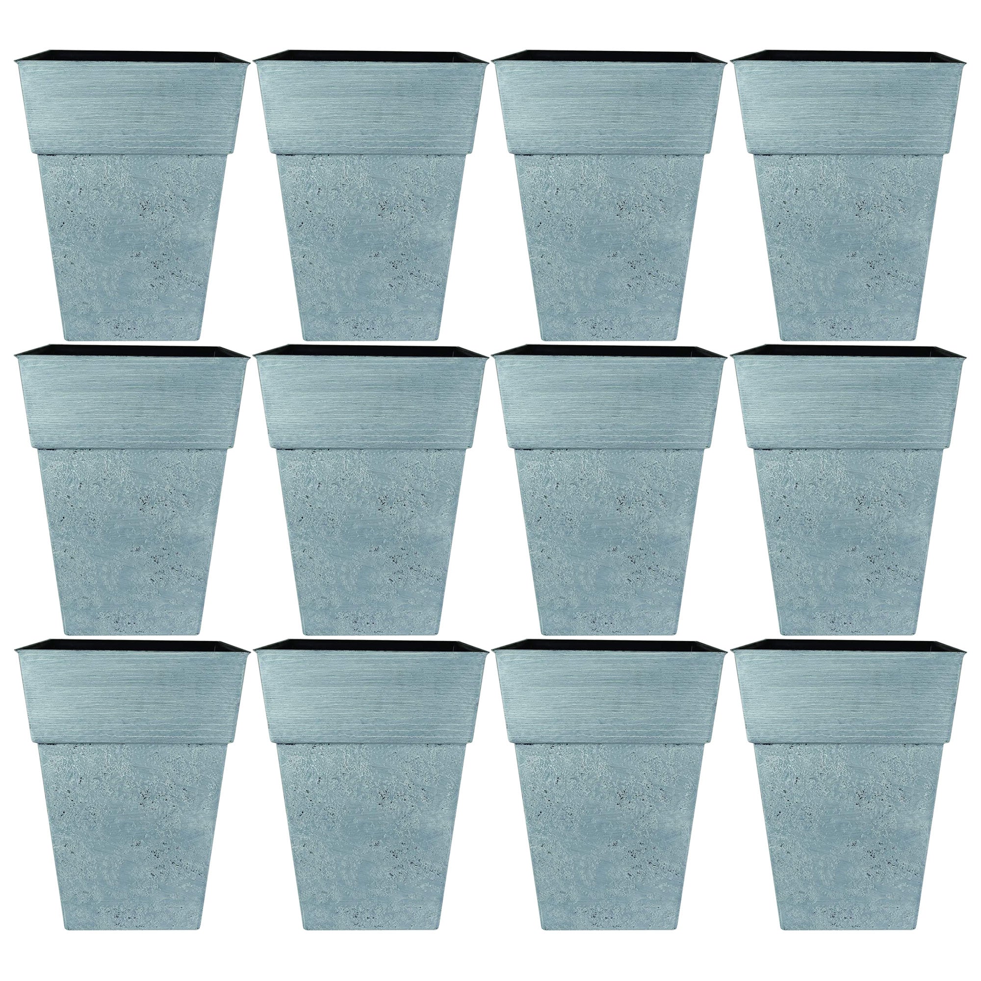 The HC Companies Avino 13 In Square Flower Planter Pot, Oxidized Black (12 Pack)