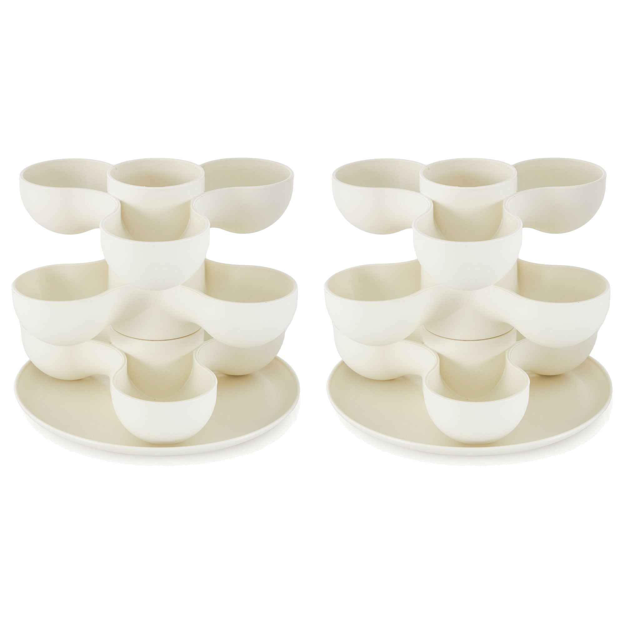 The HC Companies 8 Inch Pixie Indoor Stacking Plant Pot, Vanilla Bisque (2 Pack) - VMInnovations