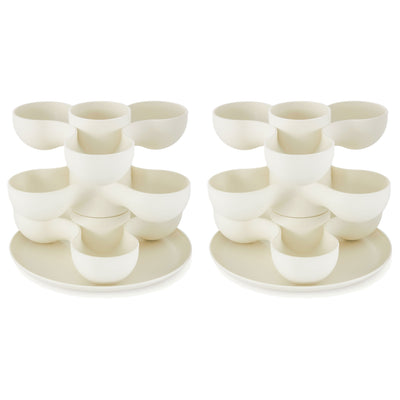 The HC Companies 8 Inch Pixie Indoor Stacking Plant Pot, Vanilla Bisque (2 Pack) - VMInnovations