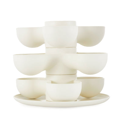 The HC Companies 8 Inch Pixie Indoor Stacking Plant Pot, Vanilla Bisque (2 Pack) - VMInnovations