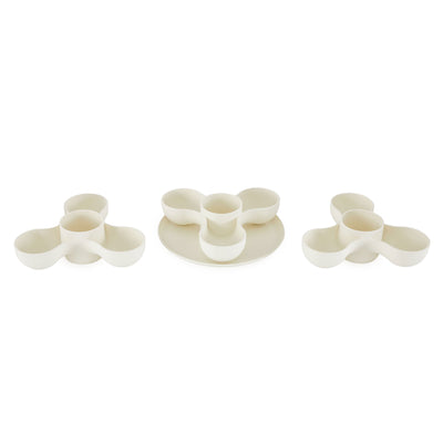 The HC Companies 8 Inch Pixie Indoor Stacking Plant Pot, Vanilla Bisque (2 Pack) - VMInnovations