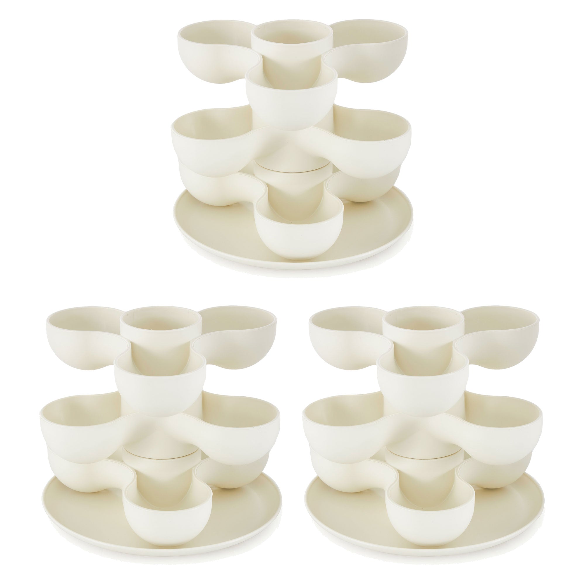 The HC Companies 8 Inch Pixie Indoor Stacking Plant Pot, Vanilla Bisque (3 Pack)