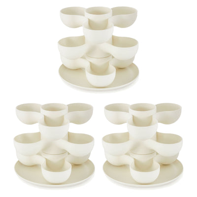 The HC Companies 8 Inch Pixie Indoor Stacking Plant Pot, Vanilla Bisque (3 Pack)