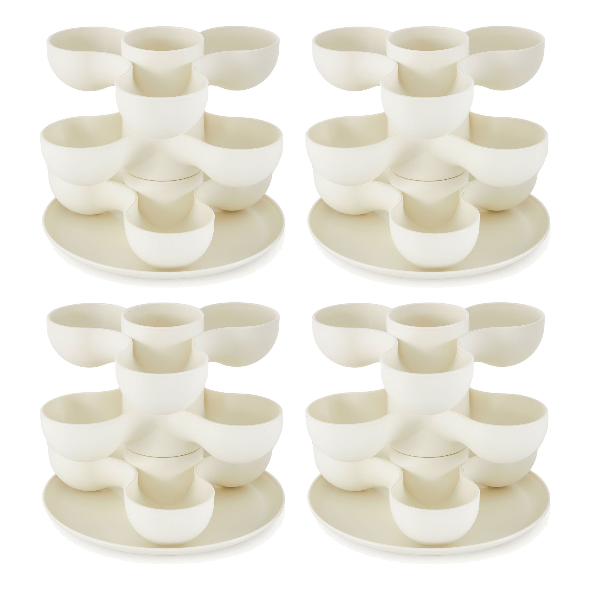 The HC Companies 8 Inch Pixie Indoor Stacking Plant Pot, Vanilla Bisque (4 Pack)