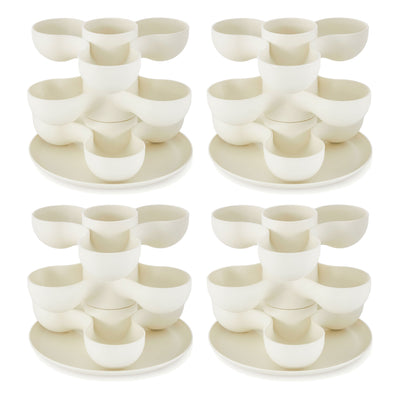 The HC Companies 8 Inch Pixie Indoor Stacking Plant Pot, Vanilla Bisque (4 Pack)