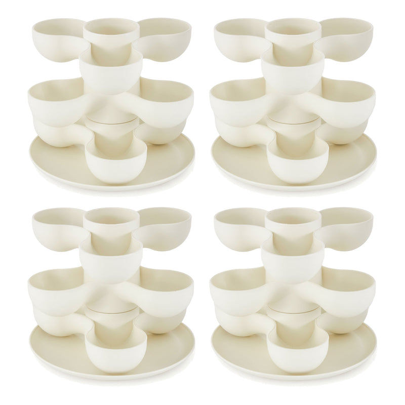 The HC Companies 8 Inch Pixie Indoor Stacking Plant Pot, Vanilla Bisque (4 Pack)