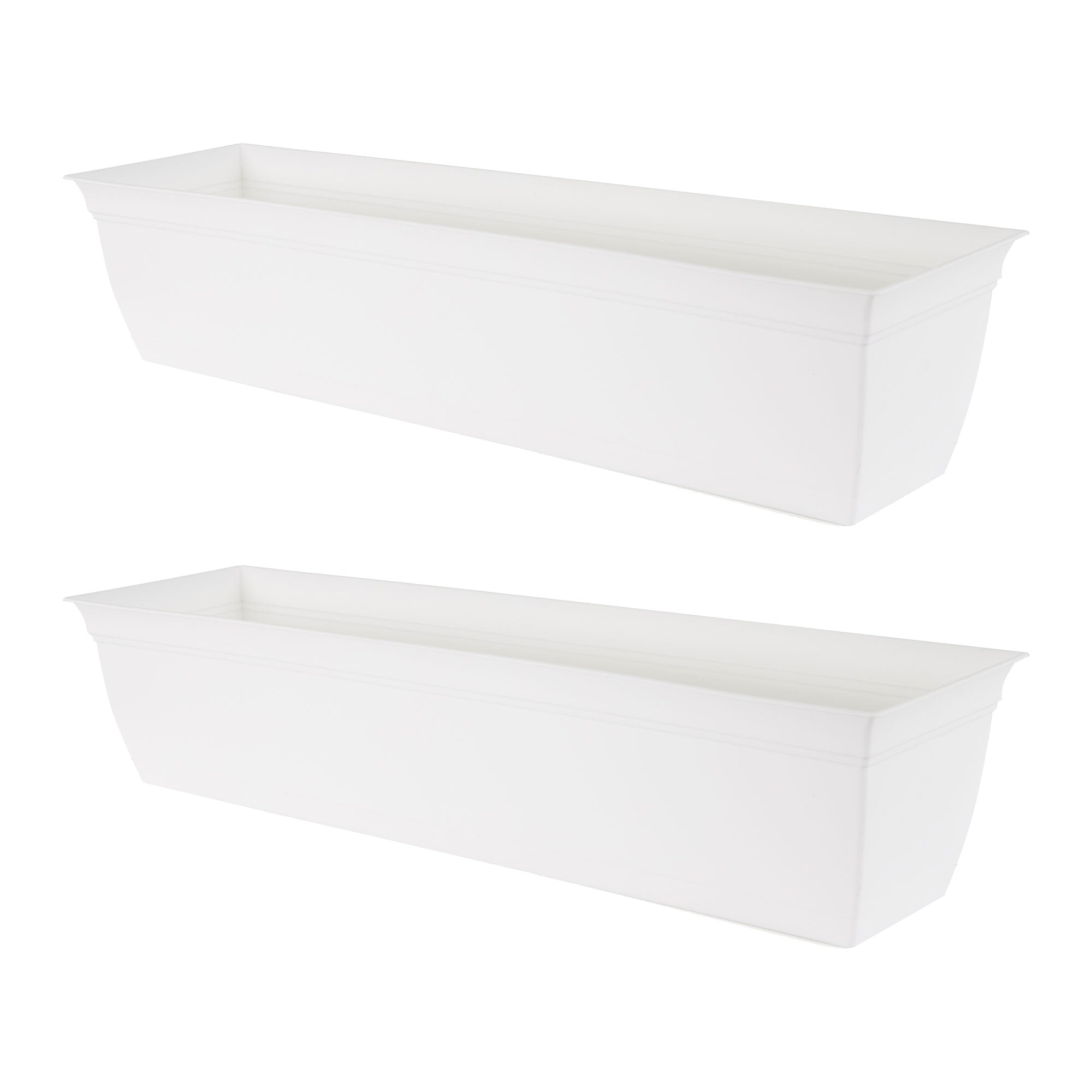 The HC Companies 30 Inch Window Flower Box with Removable Saucer, White (2 Pack) - VMInnovations