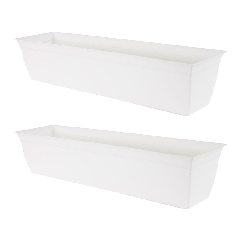 The HC Companies 30 Inch Window Flower Box with Removable Saucer, White (2 Pack)