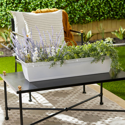The HC Companies 30 Inch Window Flower Box with Removable Saucer, White (2 Pack) - VMInnovations