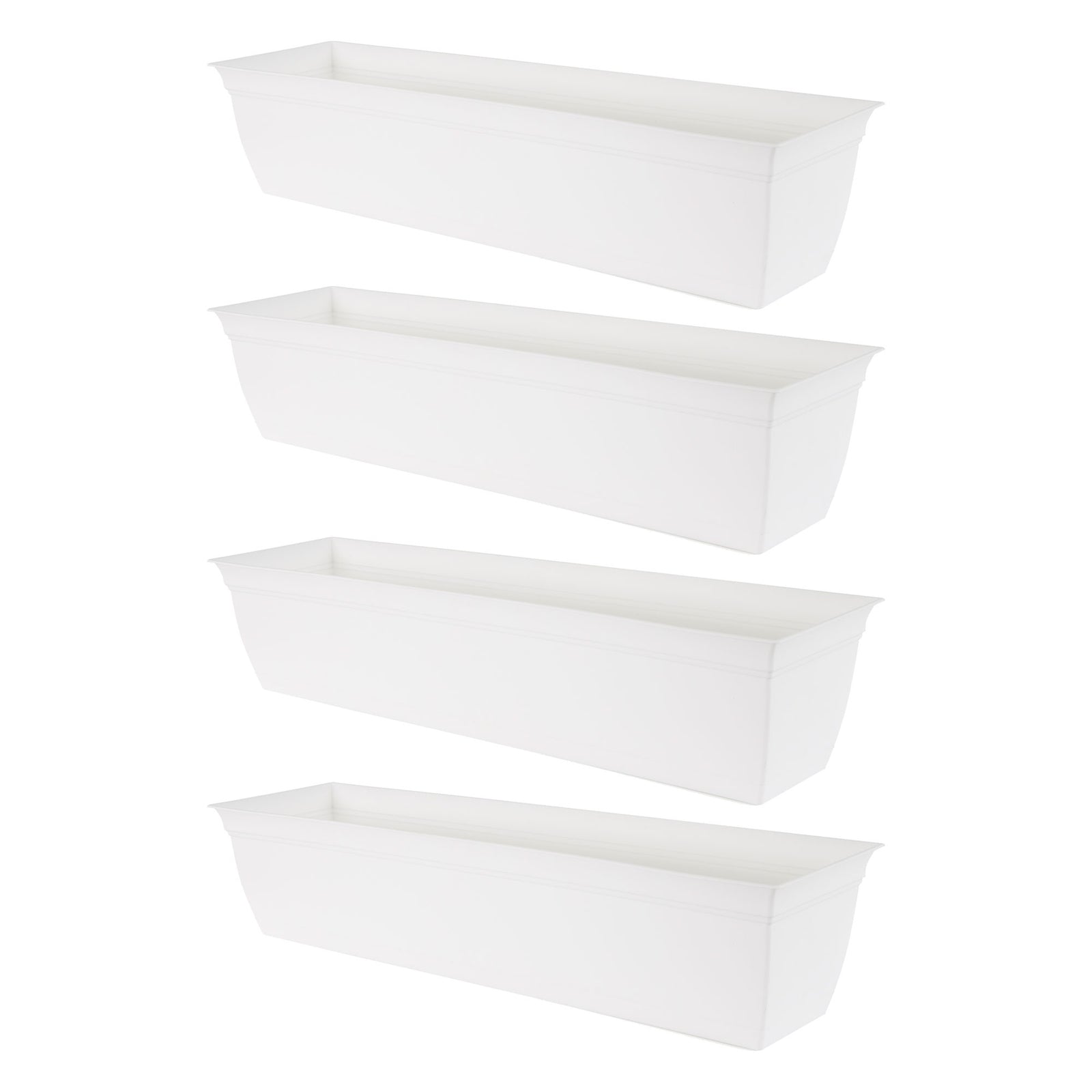 The HC Companies 30 Inch Window Flower Box with Removable Saucer, White (4 Pack) - VMInnovations