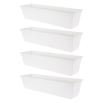 The HC Companies 30 Inch Window Flower Box with Removable Saucer, White (4 Pack) - VMInnovations