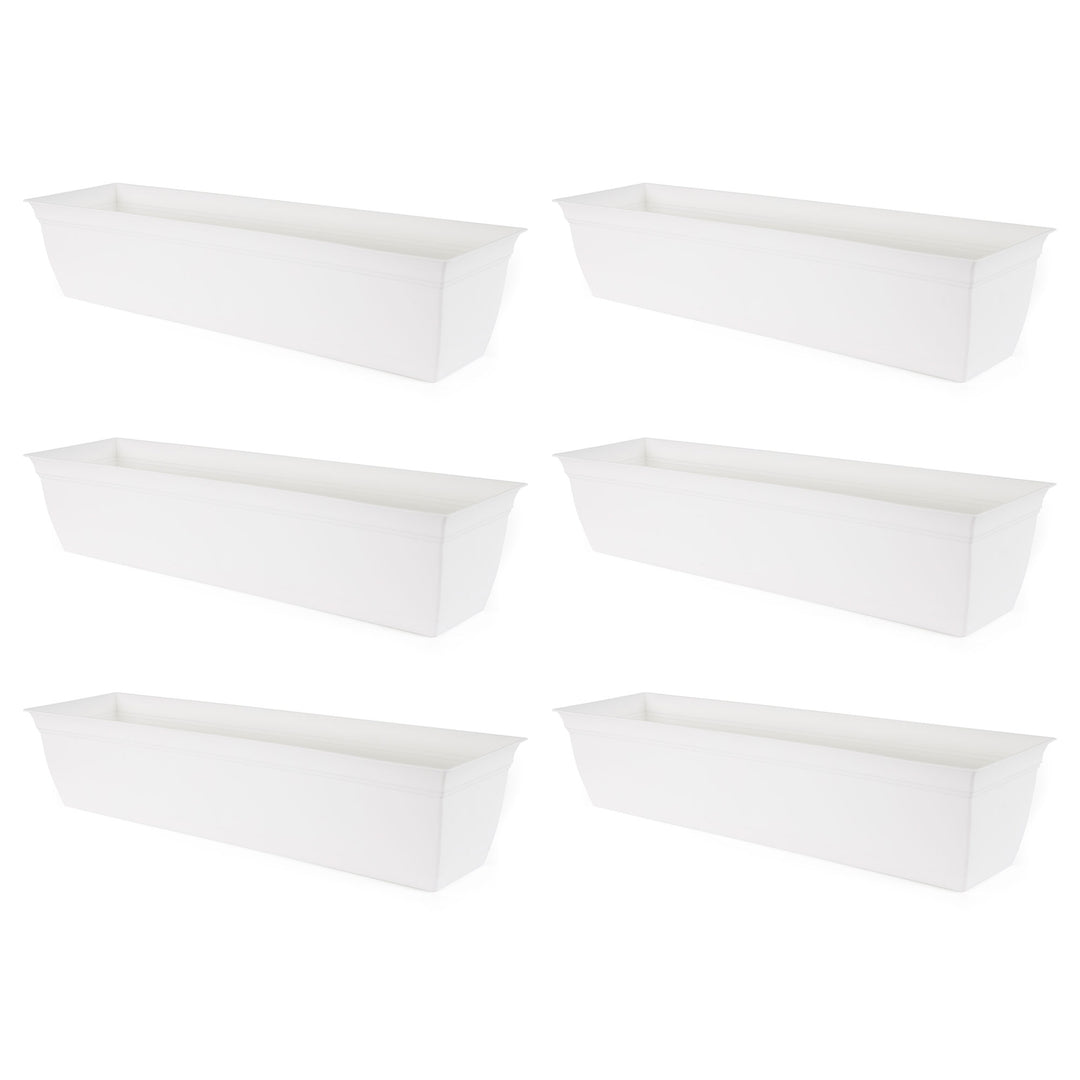 The HC Companies 30 Inch Window Flower Box with Removable Saucer, White (6 Pack)