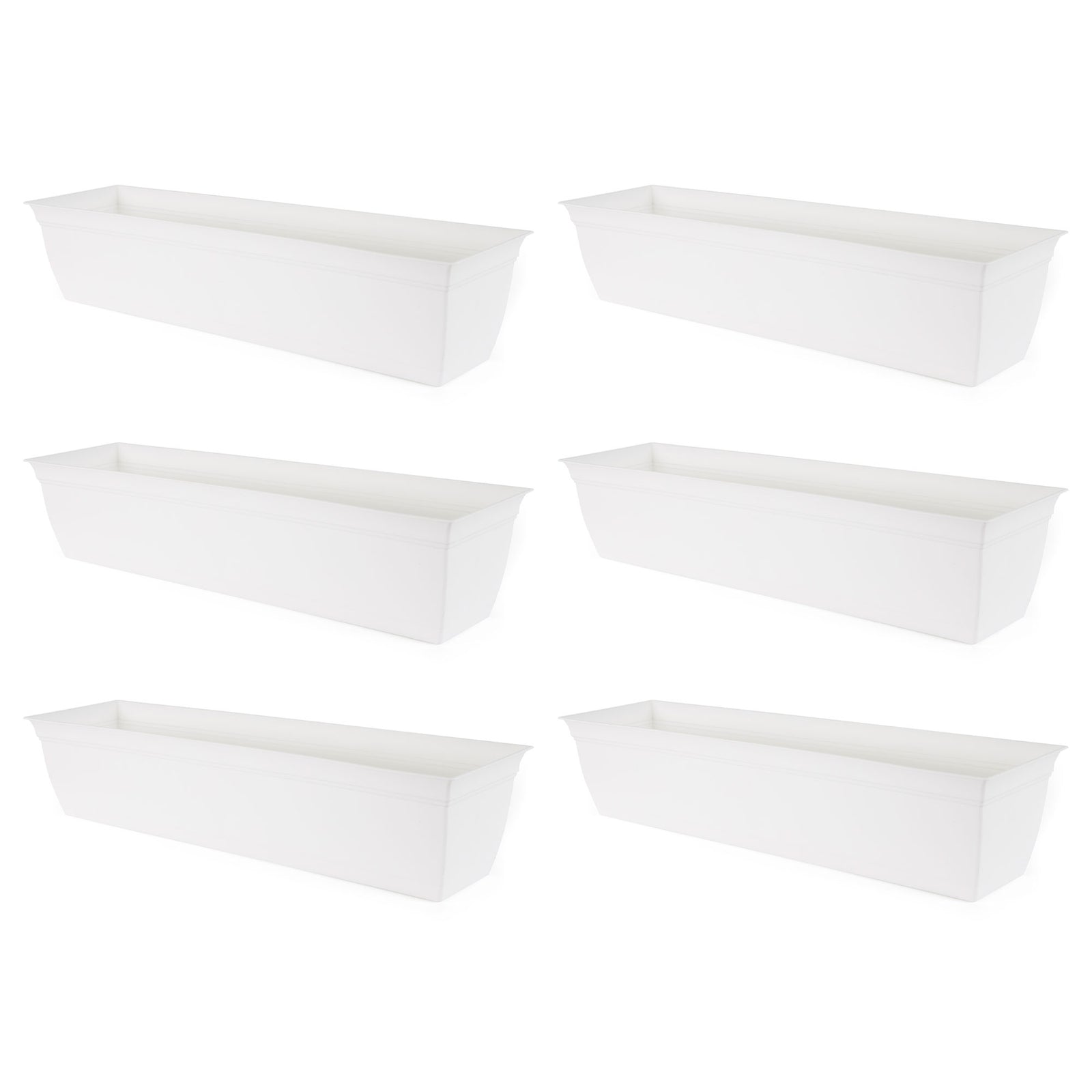 The HC Companies 30 Inch Window Flower Box with Removable Saucer, White (6 Pack) - VMInnovations