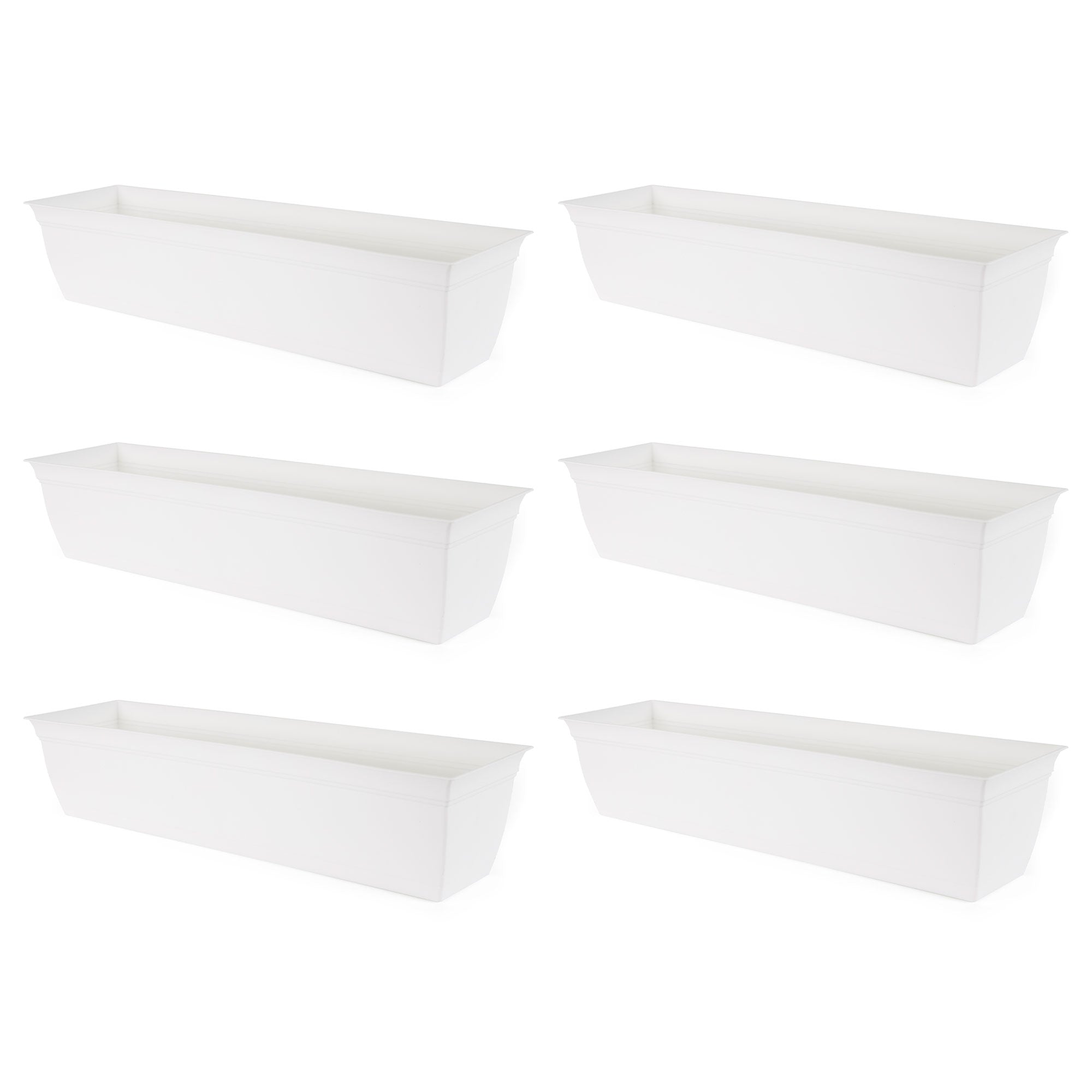 The HC Companies 30 Inch Window Flower Box with Removable Saucer, White (6 Pack) - VMInnovations