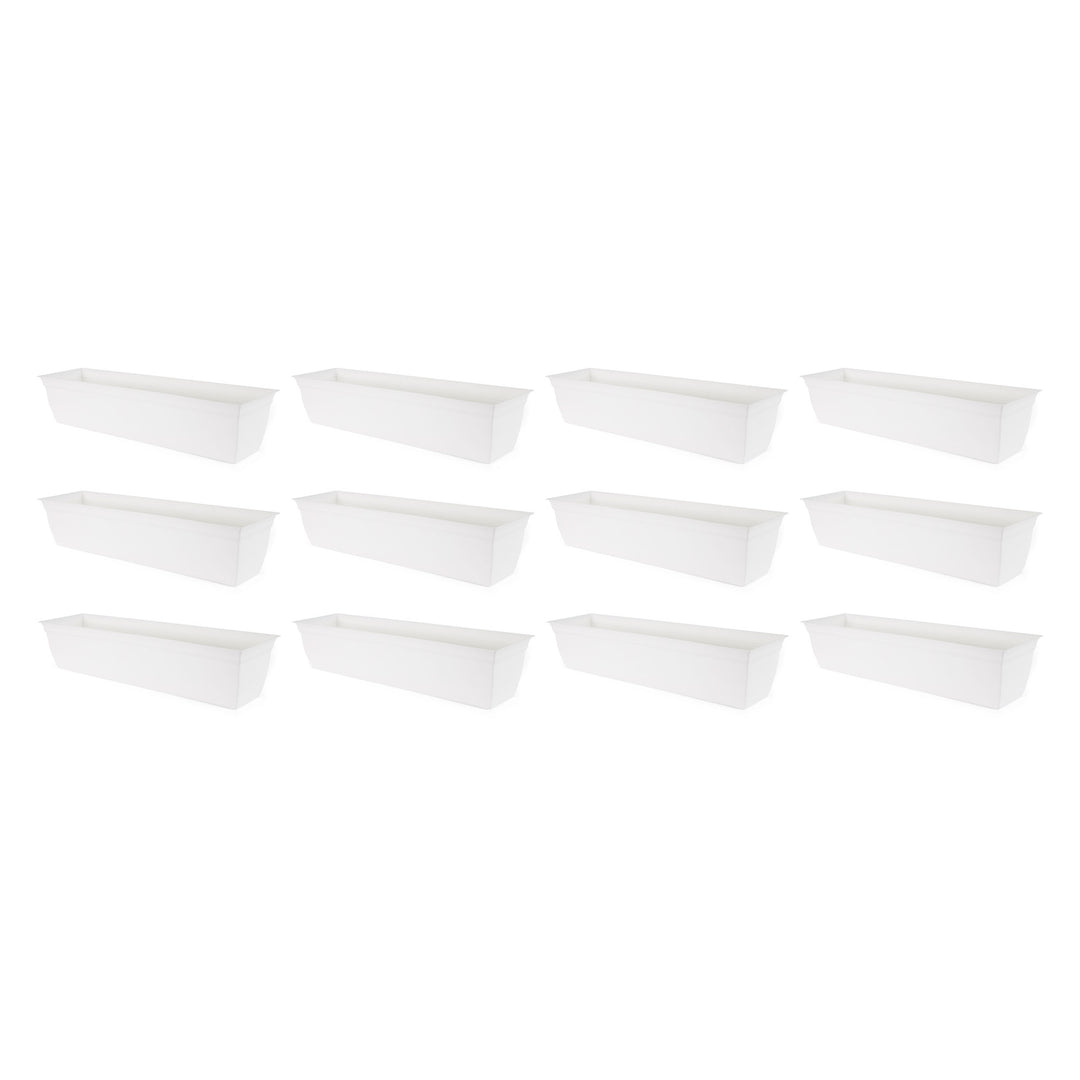 The HC Companies 30 Inch Window Flower Box w/Removable Saucer, White (12 Pack)