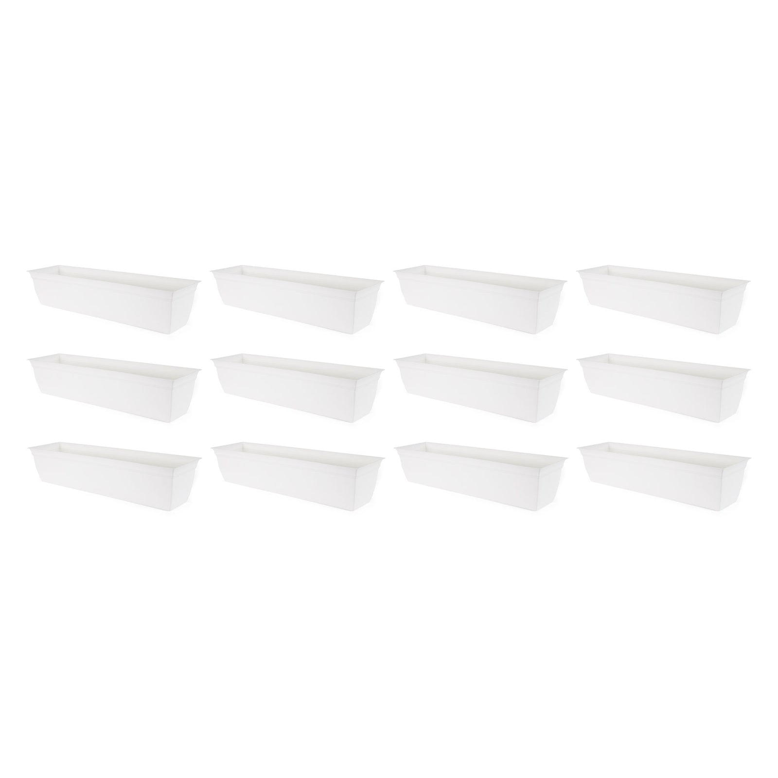 The HC Companies 30 Inch Window Flower Box w/Removable Saucer, White (12 Pack) - VMInnovations