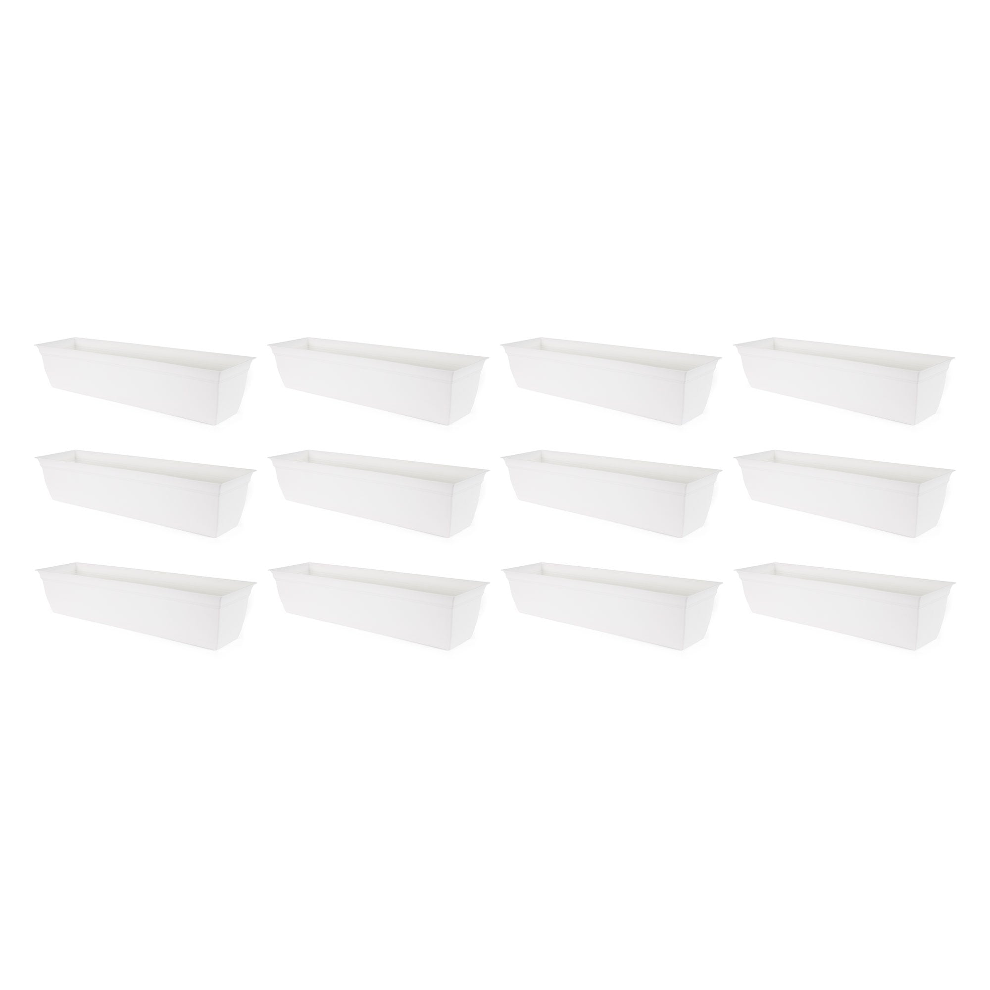 The HC Companies 30 Inch Window Flower Box w/Removable Saucer, White (12 Pack) - VMInnovations