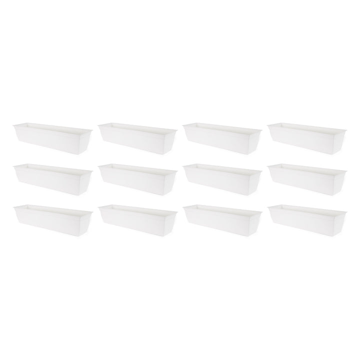 The HC Companies 30 Inch Window Flower Box w/Removable Saucer, White (12 Pack)