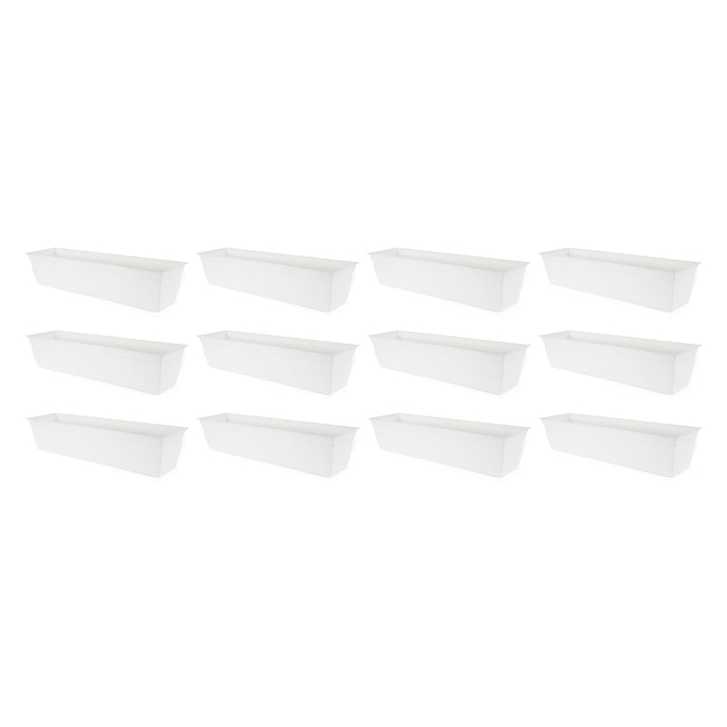 The HC Companies 30 Inch Window Flower Box w/Removable Saucer, White (12 Pack)