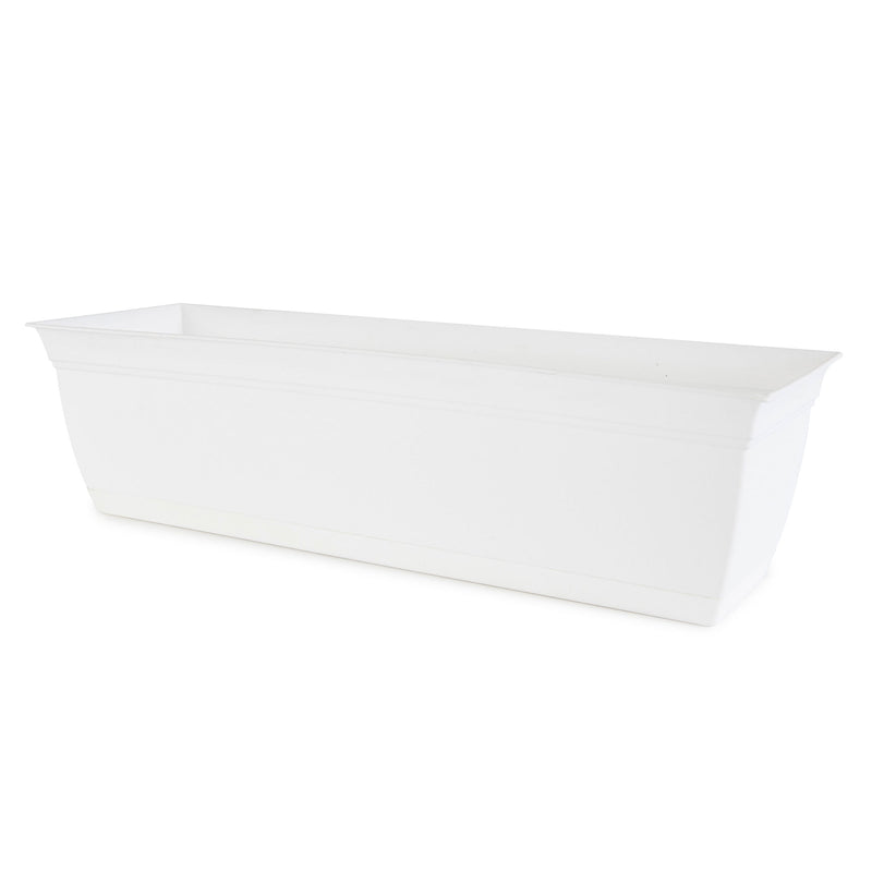 The HC Companies 24 Inch Window Flower Box with Removable Saucer, White (2 Pack)
