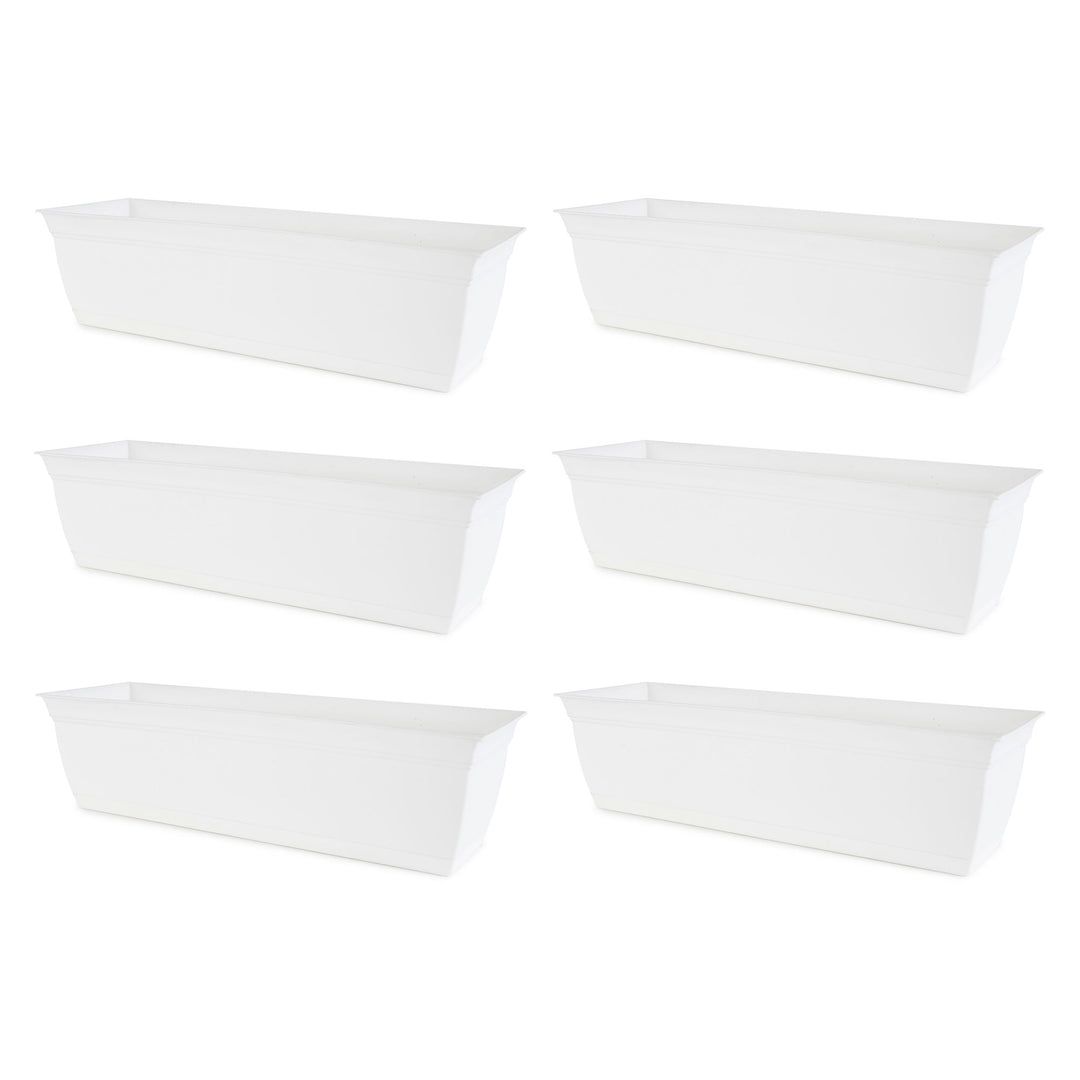 The HC Companies 24 Inch Window Flower Box with Removable Saucer, White (6 Pack)