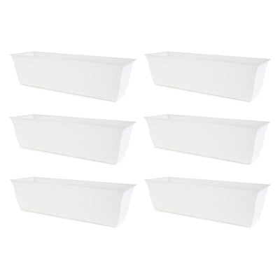 The HC Companies 24 Inch Window Flower Box with Removable Saucer, White (6 Pack) - VMInnovations