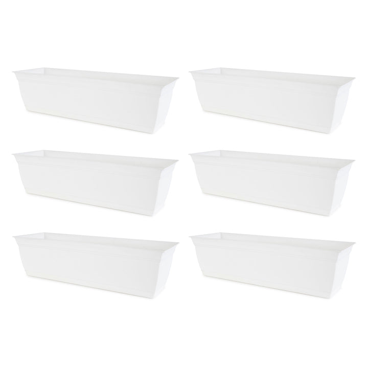 The HC Companies 24 Inch Window Flower Box with Removable Saucer, White (6 Pack)