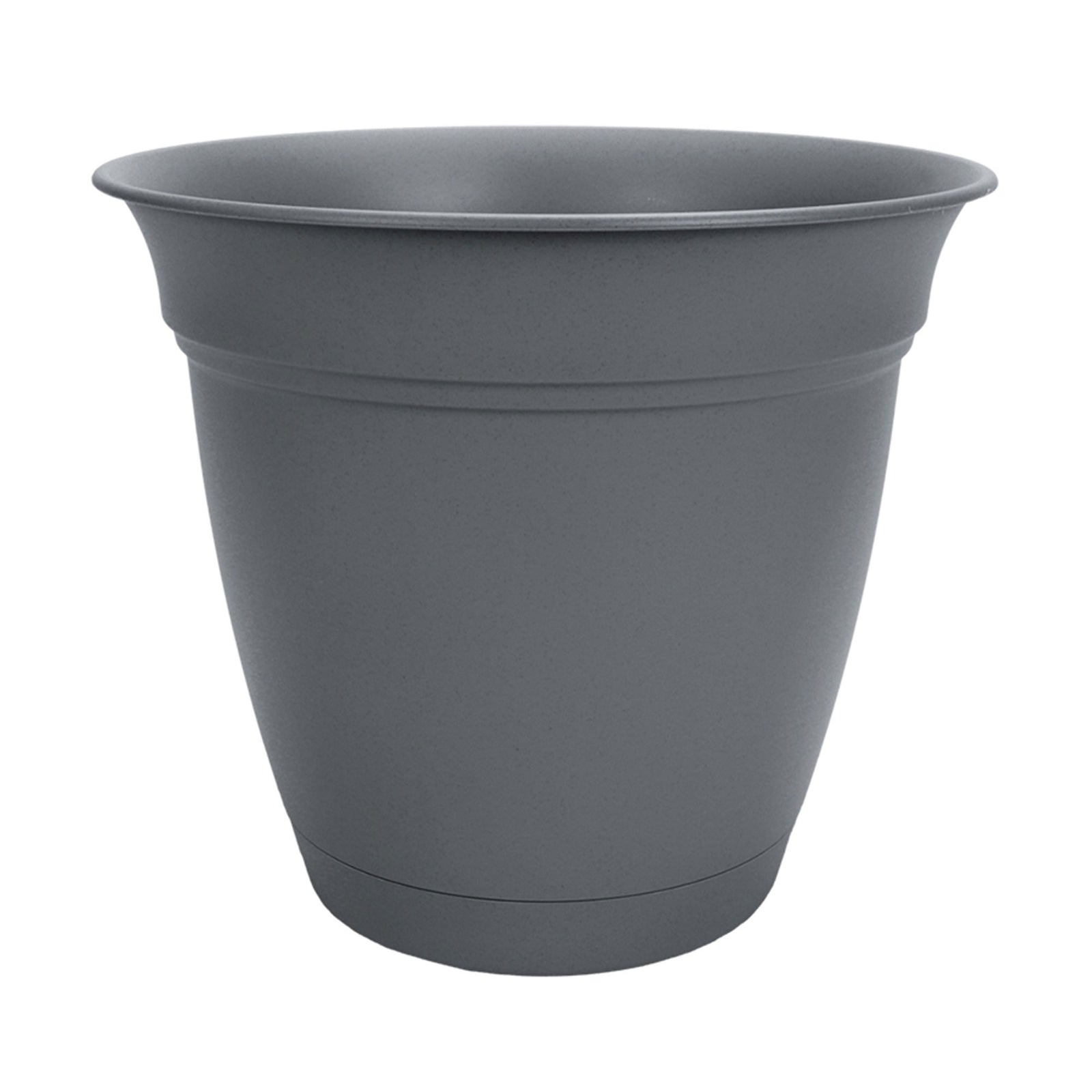 HC Companies 12 Inch Eclipse Planter with Attached Saucer, Warm Gray (2 Pack) - VMInnovations