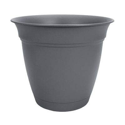 HC Companies 12 Inch Eclipse Planter with Attached Saucer, Warm Gray (2 Pack) - VMInnovations