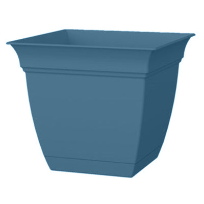HC Companies 12 Inch Eclipse Planter with Attached Saucer, Slate Blue (2 Pack) - VMInnovations