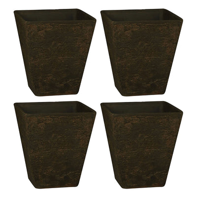 HC Companies 16 Inch Tahoe Outdoor Square Planter Pot, Falcon Brown (4 Pack) - VMInnovations