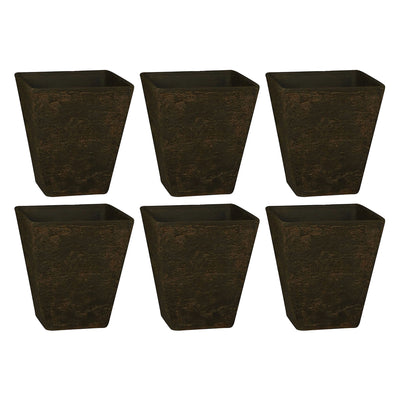 HC Companies 16 Inch Tahoe Outdoor Square Planter Pot, Falcon Brown (6 Pack) - VMInnovations