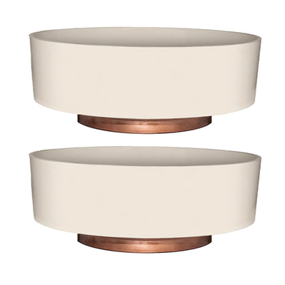 The HC Companies 8 Inch Capri Bowl Indoor Planter Pot, Vanilla Bisque (2 Pack)