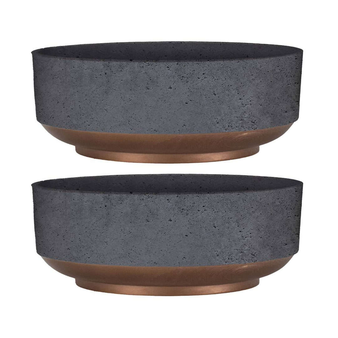 The HC Companies Capri Bowl Succulent Planter, Faux Concrete Copper (2 Pack)