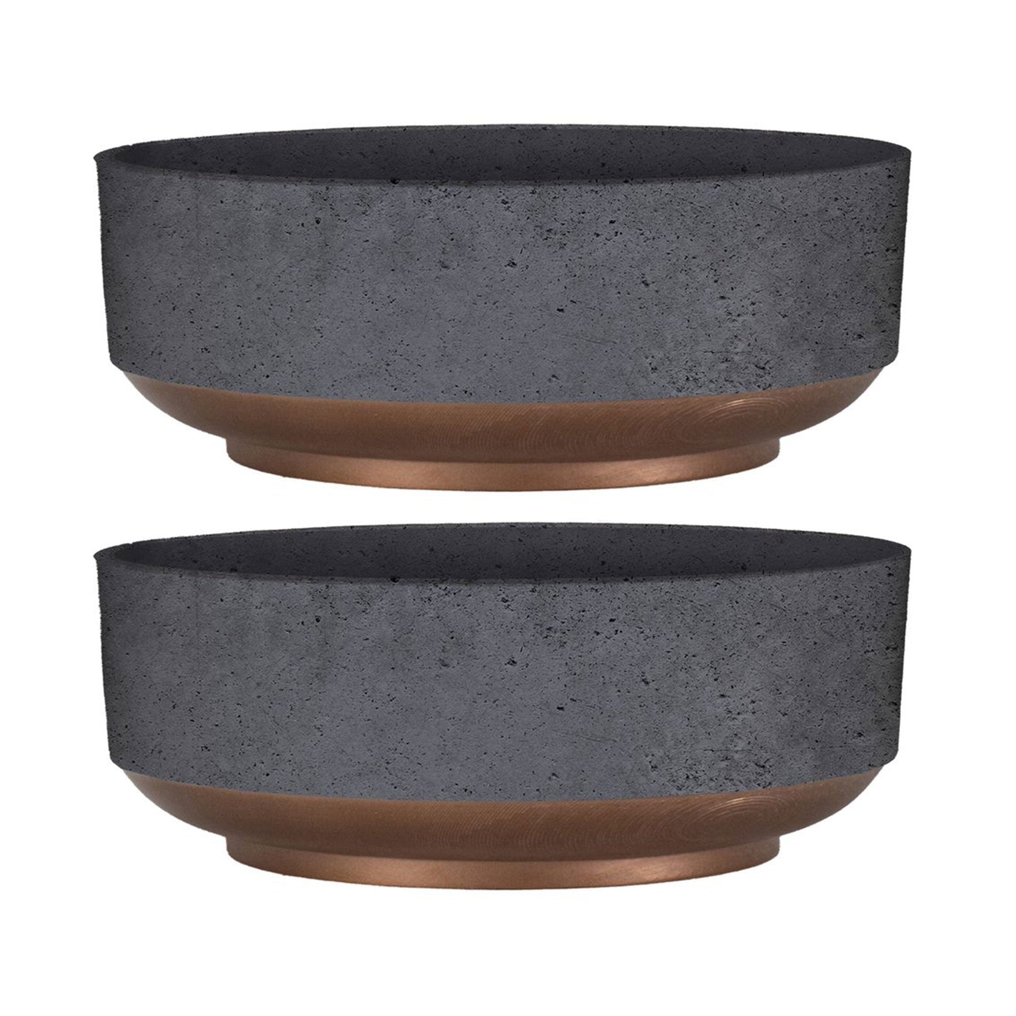 The HC Companies Capri Bowl Succulent Planter, Faux Concrete Copper (2 Pack) - VMInnovations