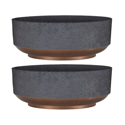 The HC Companies Capri Bowl Succulent Planter, Faux Concrete Copper (2 Pack) - VMInnovations
