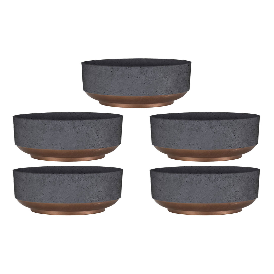 The HC Companies Capri Bowl Succulent Planter, Faux Concrete Copper (5 Pack)