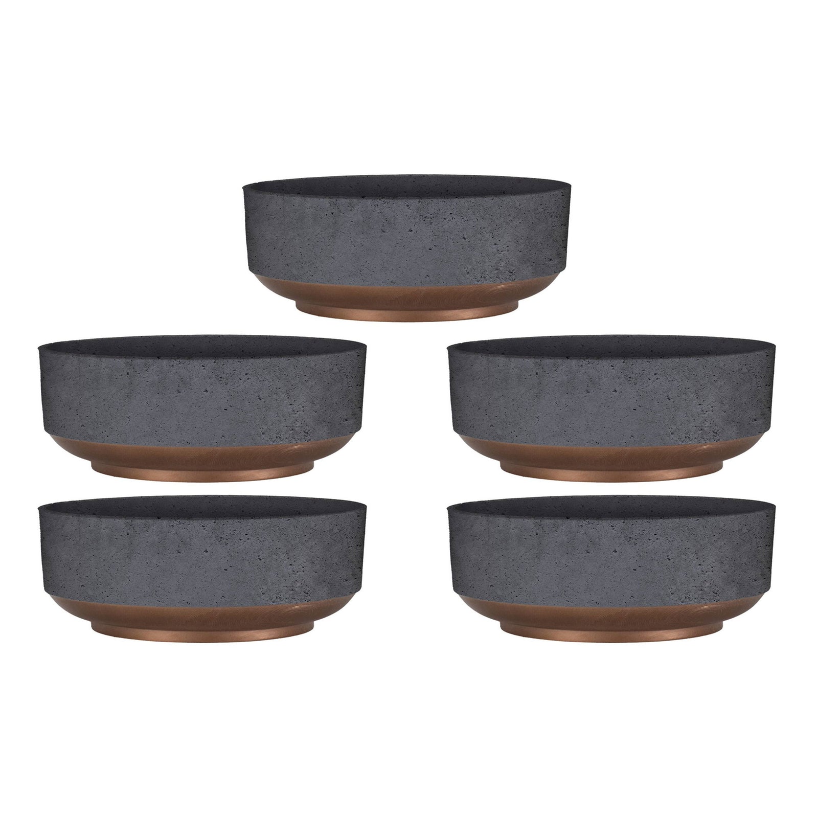 The HC Companies Capri Bowl Succulent Planter, Faux Concrete Copper (5 Pack) - VMInnovations