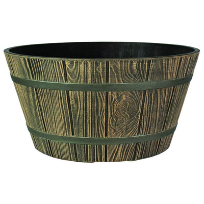 HC Companies 16" Indoor Outdoor Aged Wooden Oak Whiskey Barrel Planter (2 Pack)