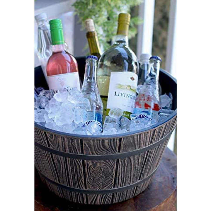 HC Companies 16" Indoor Outdoor Aged Wooden Oak Whiskey Barrel Planter (2 Pack)