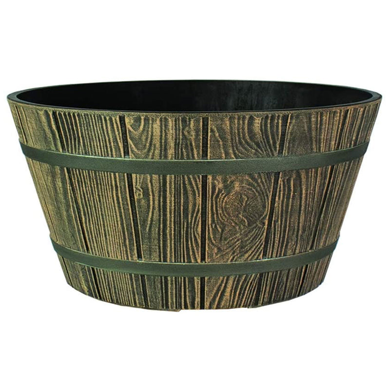 HC Companies 16" Indoor Outdoor Aged Wooden Oak Whiskey Barrel Planter (3 Pack)