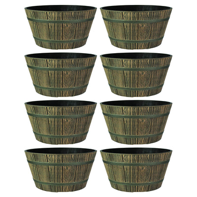HC Companies 16" Indoor Outdoor Aged Wooden Oak Whiskey Barrel Planter (8 Pack) - VMInnovations