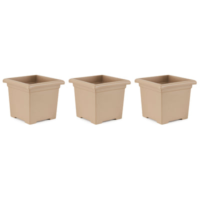 HC Companies 13.25" x 15.5" Outdoor Square Accent Planter, Sandstone (3 Pack) - VMInnovations