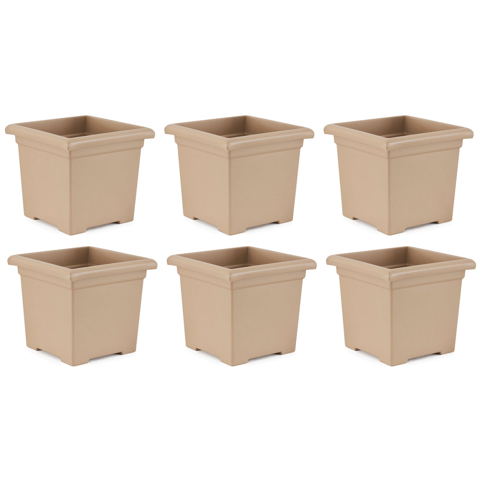HC Companies 13.25" x 15.5" Outdoor Square Accent Planter, Sandstone (6 Pack) - VMInnovations