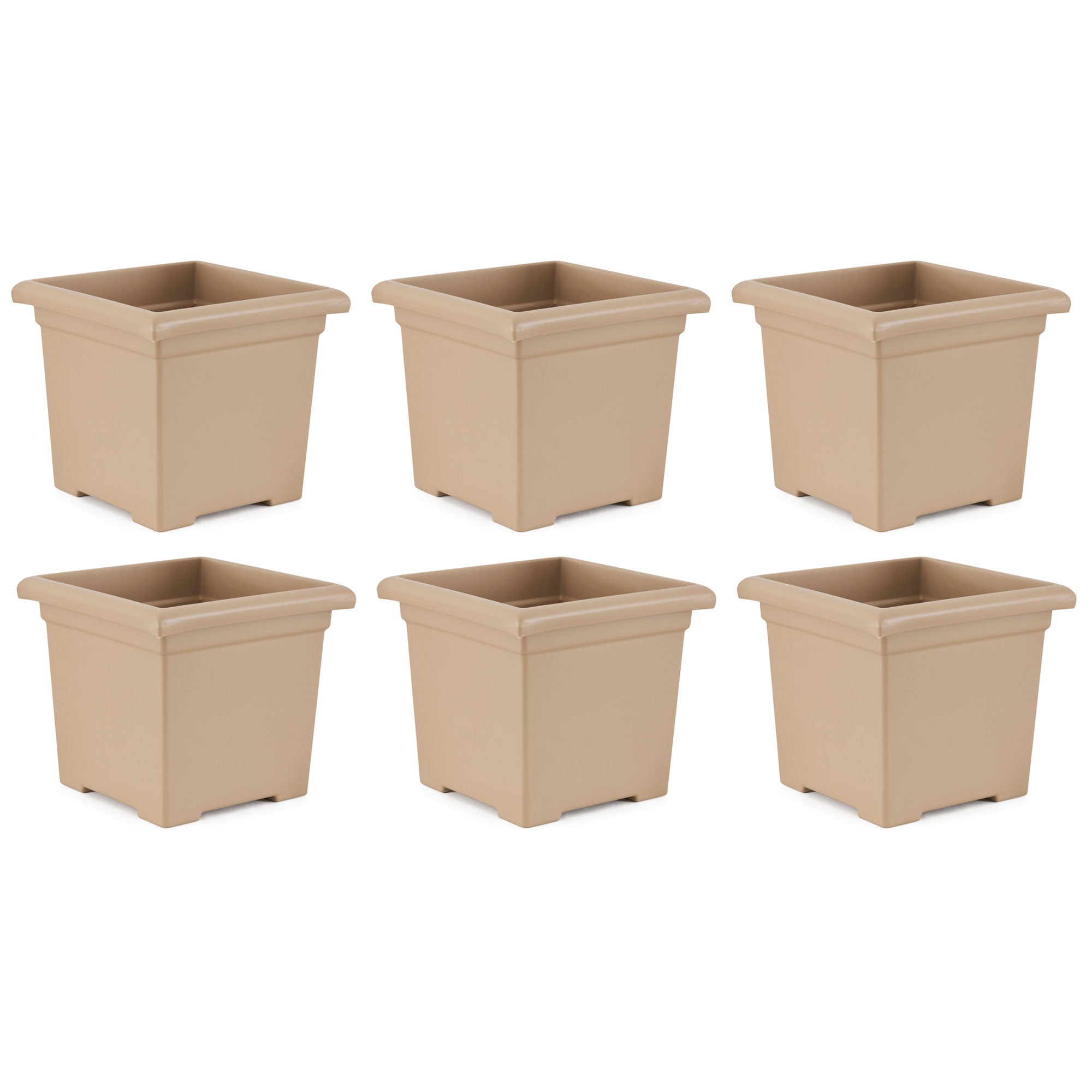 HC Companies 13.25" x 15.5" Outdoor Square Accent Planter, Sandstone (6 Pack) - VMInnovations