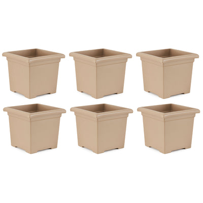 HC Companies 13.25" x 15.5" Outdoor Square Accent Planter, Sandstone (6 Pack) - VMInnovations